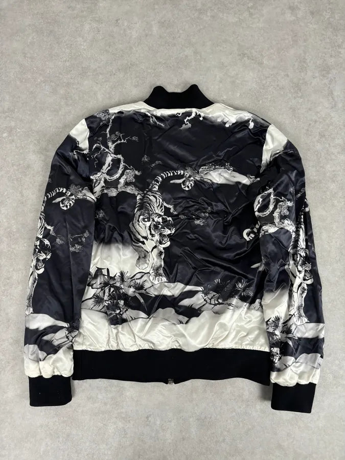 SS2009 Dolce & Gabbana Asian Tiger Black & White Zip-Up Jacket bwujSXb 5