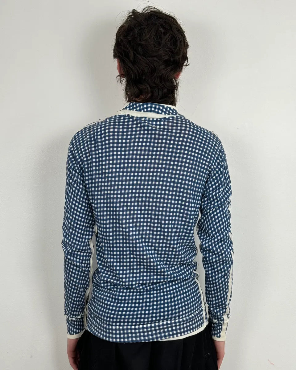 SS2010 Dolce & Gabbana Blue & White Checkered Trompe L’oeil Polo jDmtVAa 2