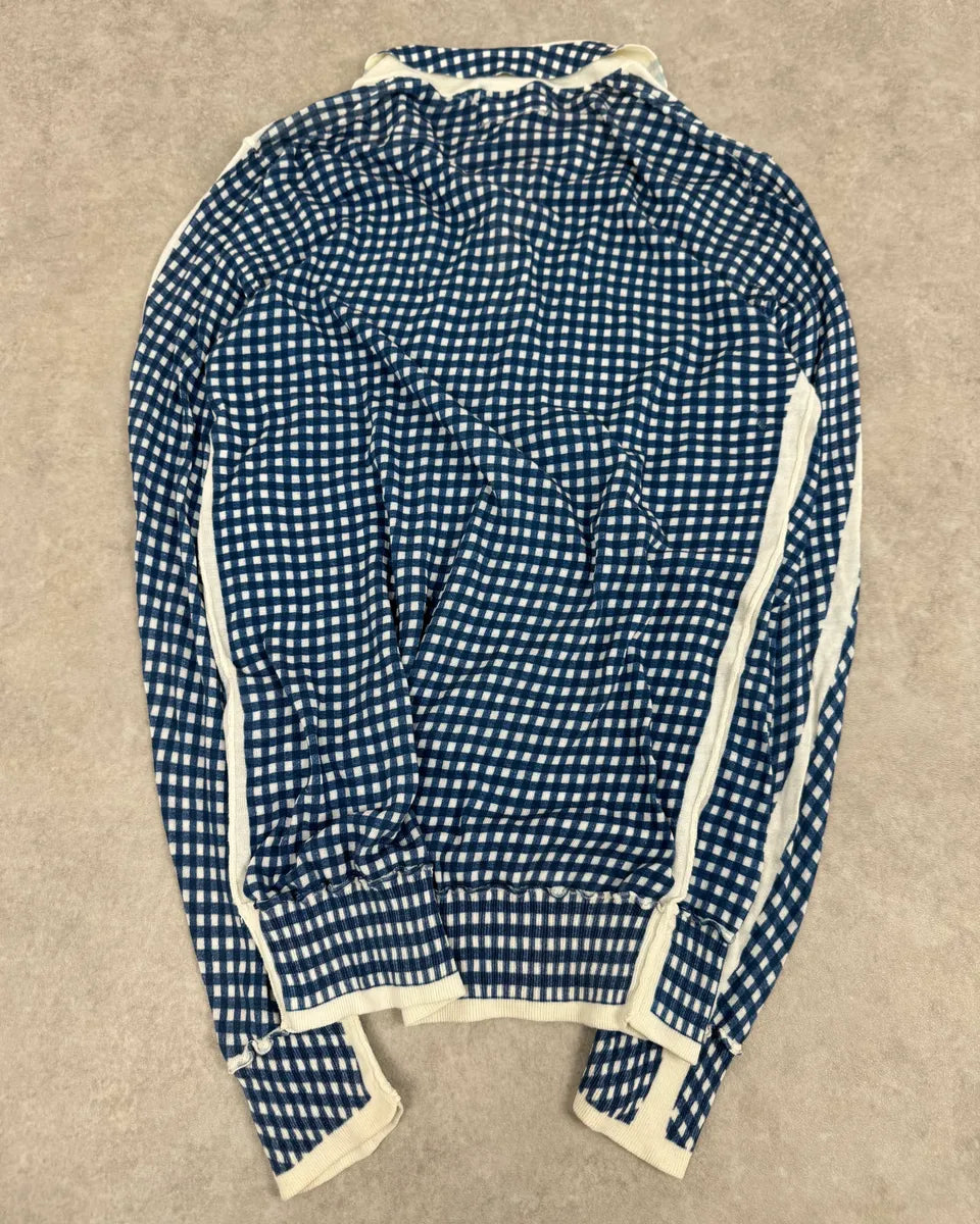 SS2010 Dolce & Gabbana Blue & White Checkered Trompe L’oeil Polo jDmtVAa 6
