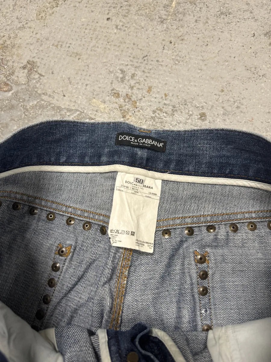 SS2010 Dolce & Gabbana Blue Studded Denim Jeans WGlqnnz 4