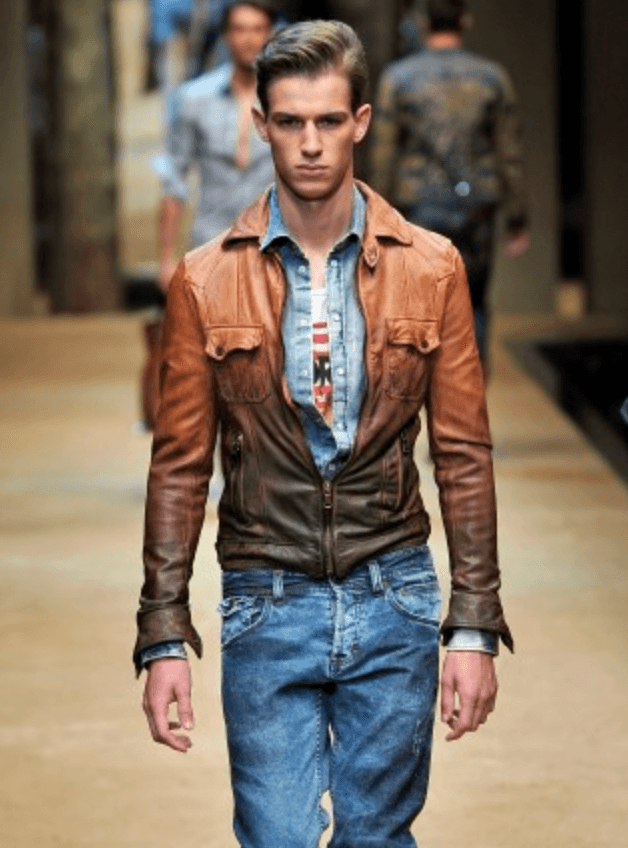 SS2010 Dolce & Gabbana Cognac Leather Gradient Moto Jacket CPNkIYU 1
