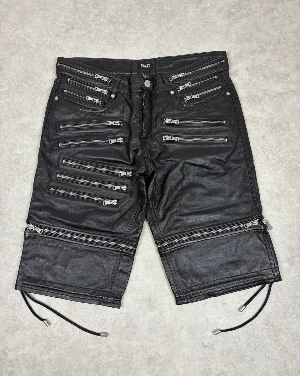 SS2008 Dolce & Gabbana Multi-Zip Black Leather Short RTxsmGU 1