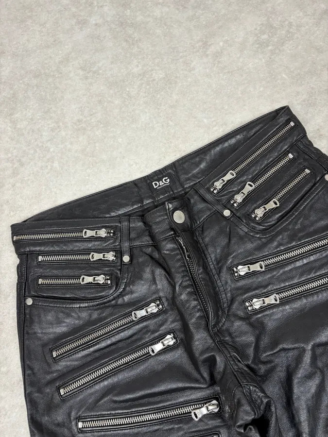 SS2008 Dolce & Gabbana Multi-Zip Black Leather Short RTxsmGU 5