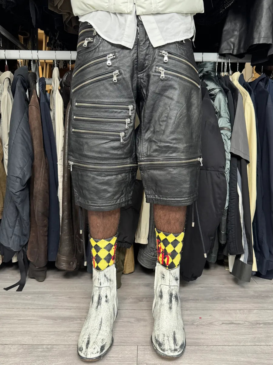 SS2008 Dolce & Gabbana Multi-Zip Black Leather Short RTxsmGU 0