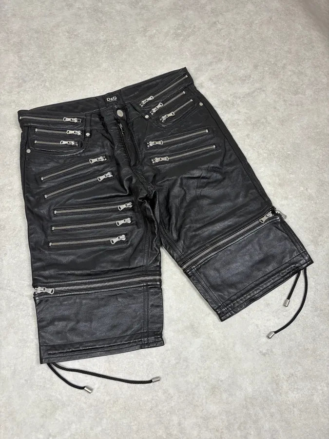 SS2008 Dolce & Gabbana Multi-Zip Black Leather Short RTxsmGU 4