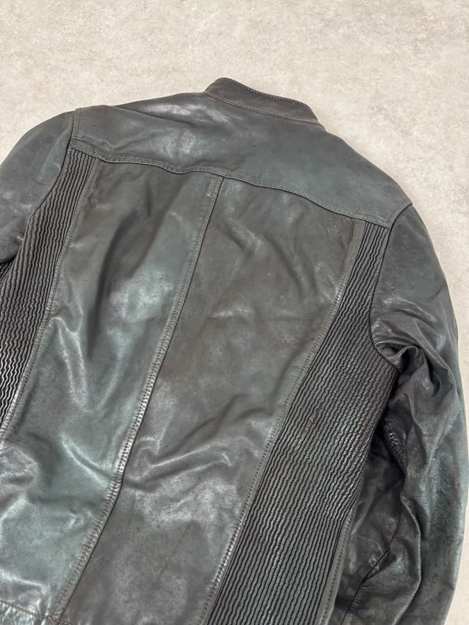 SS2010 Dsquared2 Biker Asymmetrical Black Gren Leather Jacket wTpPvPH 4