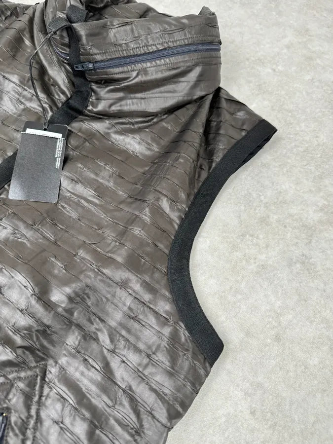 SS2010 Emporio Armani Brown Satin Crocodile Effect Avant-Garde Vest DMWGOcn 5