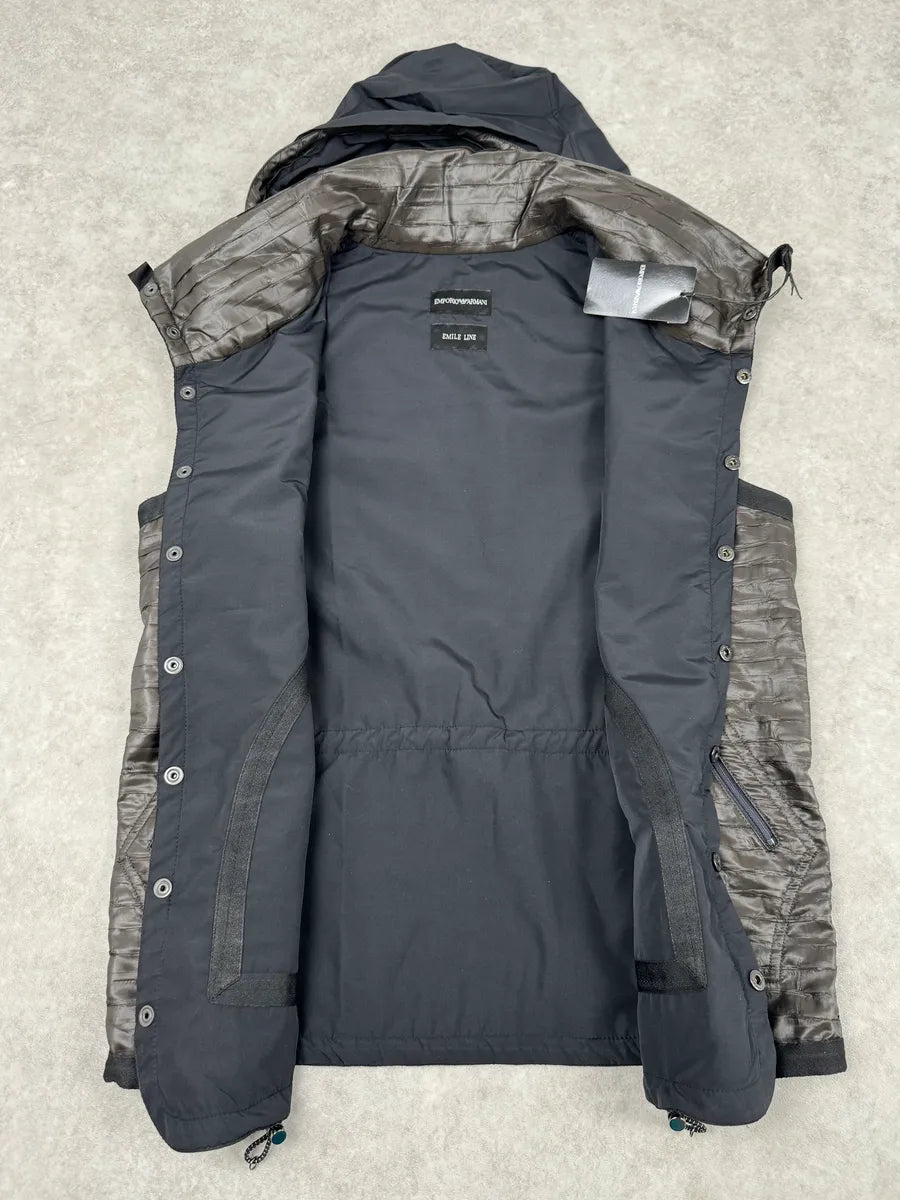 SS2010 Emporio Armani Brown Satin Crocodile Effect Avant-Garde Vest DMWGOcn 8