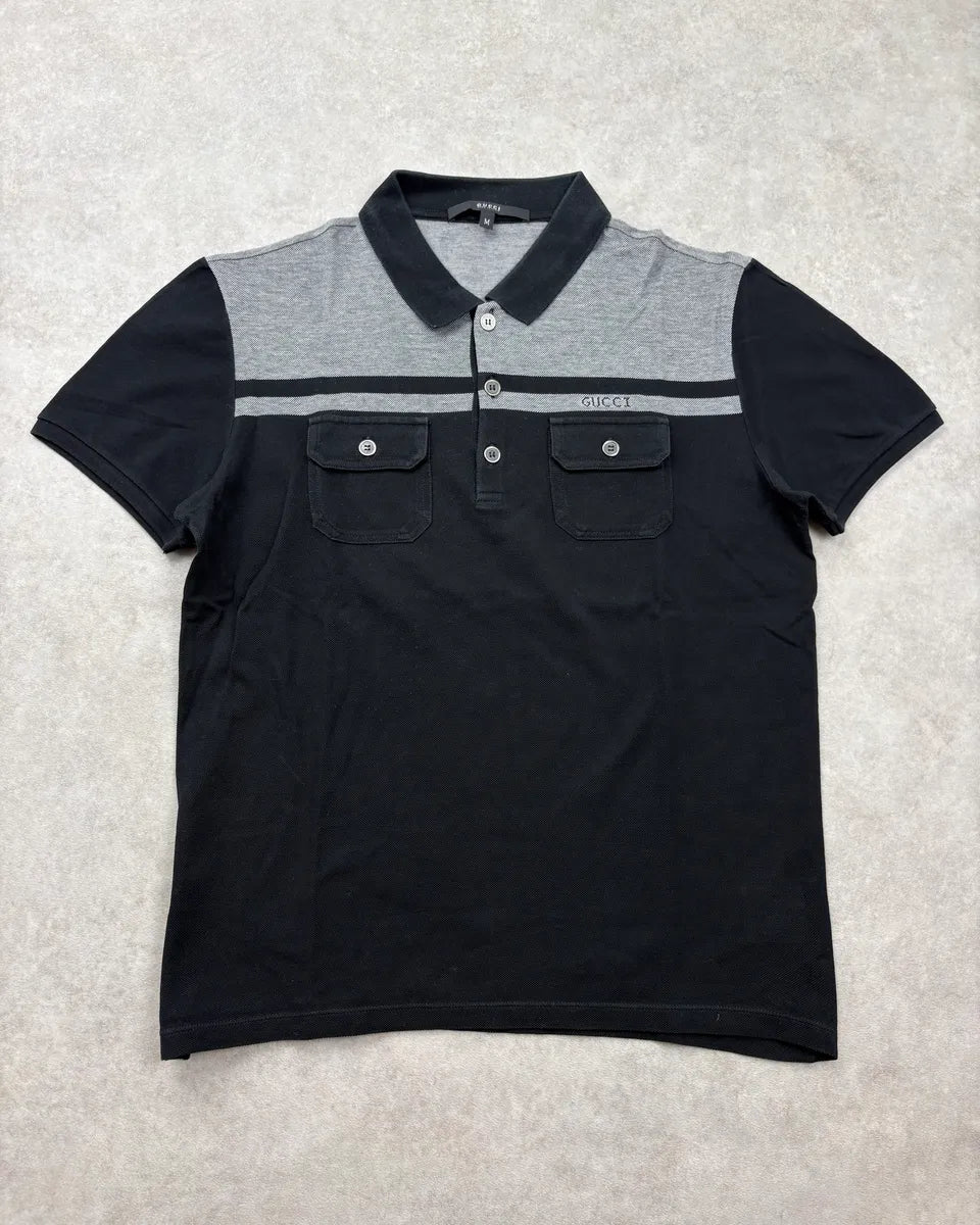 SS2010 Gucci Black Contrast Stripes Cargo Pocket Polo by Frida Giannini ceLZMjw 0