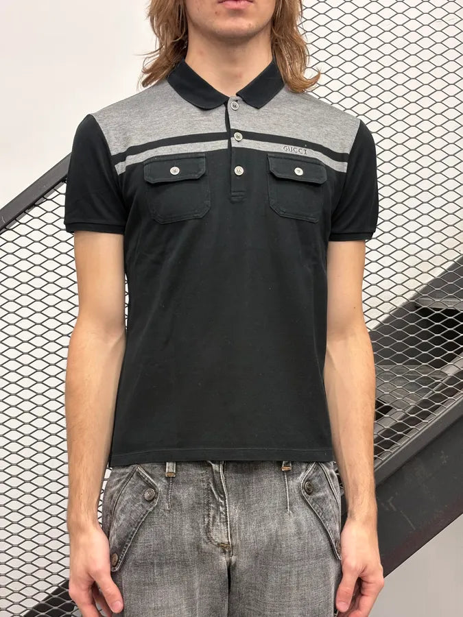 SS2010 Gucci Black Contrast Stripes Cargo Pocket Polo by Frida Giannini ceLZMjw 1