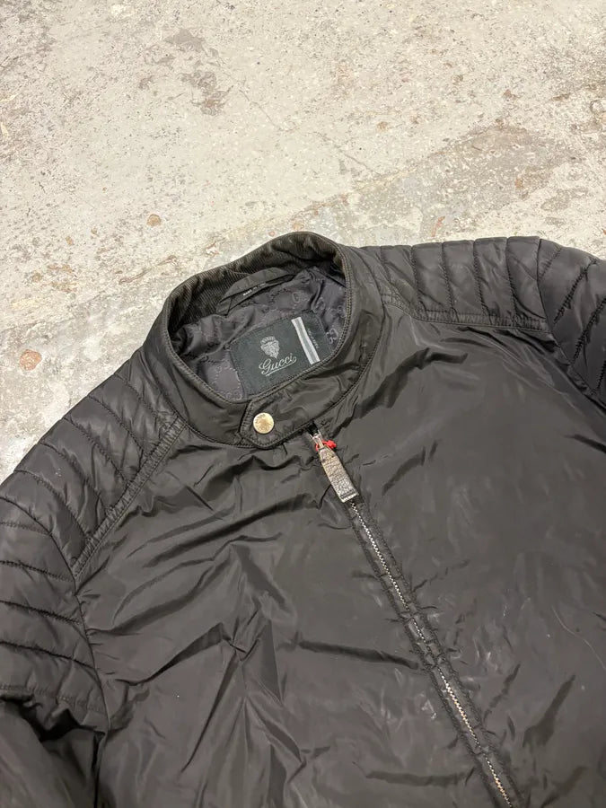 AW2010 Gucci Black Quilted Nylon Bomber Jacket FQIiTEV 4