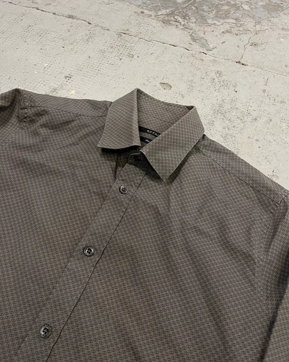 SS2010 Gucci Grey Monogram Slim Shirt by Frida Giannini NlolsUj 4