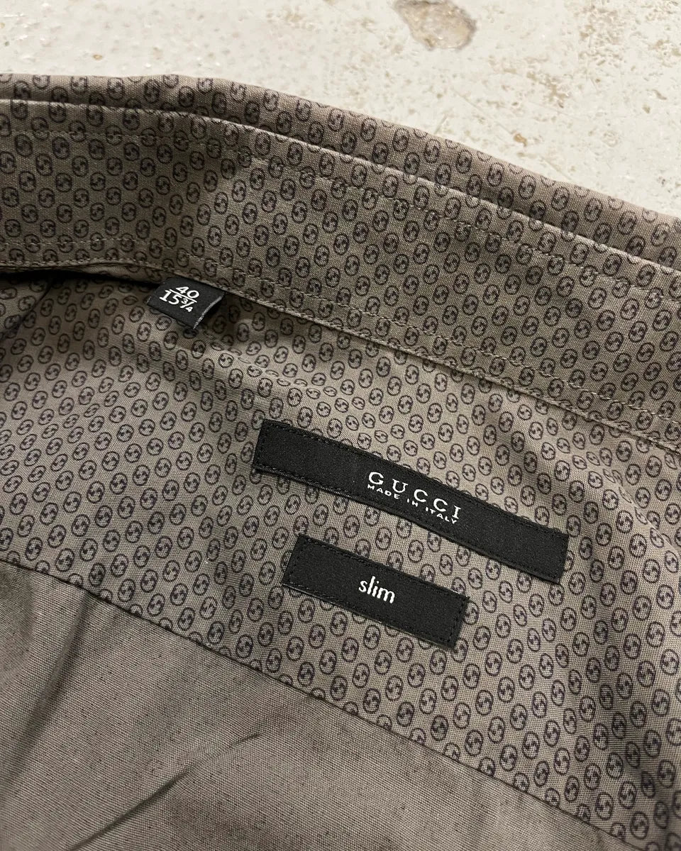 SS2010 Gucci Grey Monogram Slim Shirt by Frida Giannini NlolsUj 8