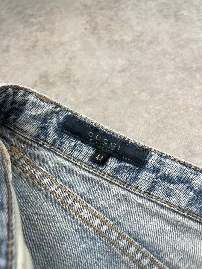 SS2010 Gucci Light Blue Denim Embroidered Jeans by Frida Giannini Phzpmji 10
