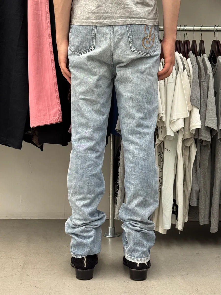 SS2010 Gucci Light Blue Denim Embroidered Jeans by Frida Giannini Phzpmji 3