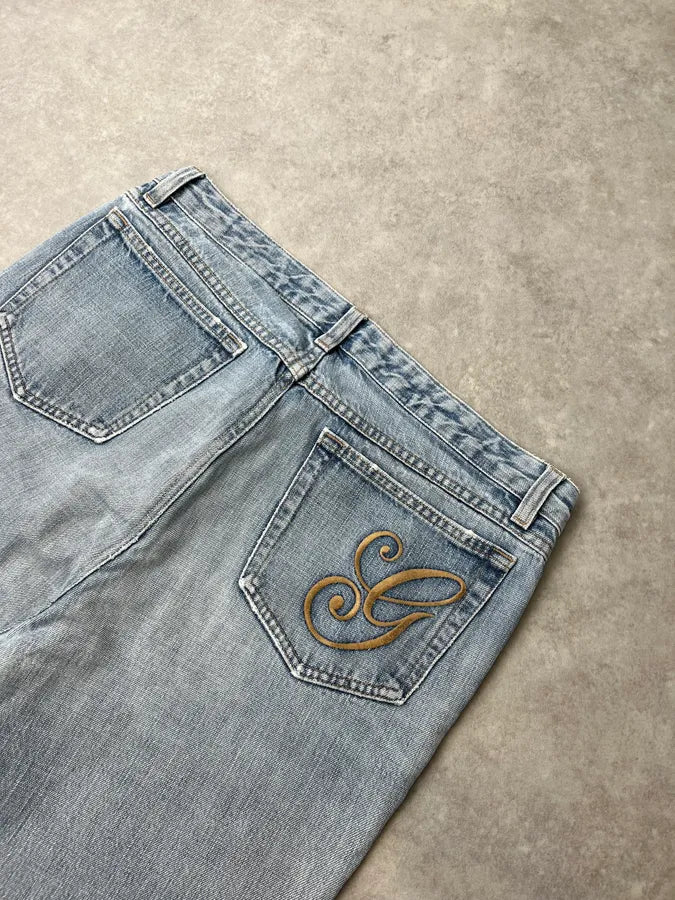 SS2010 Gucci Light Blue Denim Embroidered Jeans by Frida Giannini Phzpmji 8