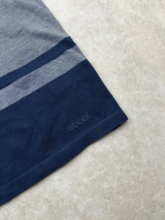 SS2010 Gucci Navy & Grey Stripe Polo bwPFhKG 7