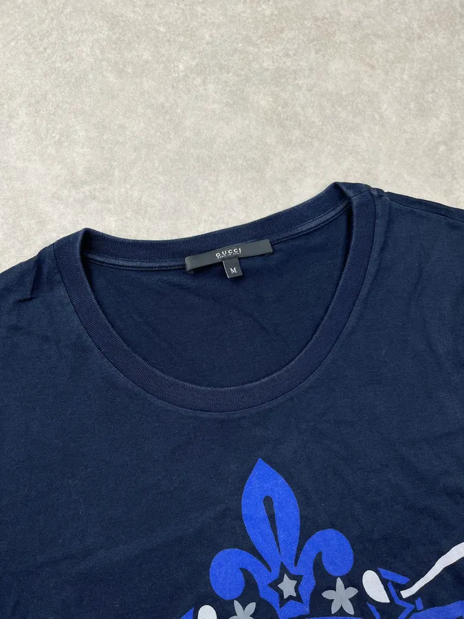 SS2010 Gucci Navy Knight Skull Graphic T-Shirt by Frida Giannini IlcHrWD 4