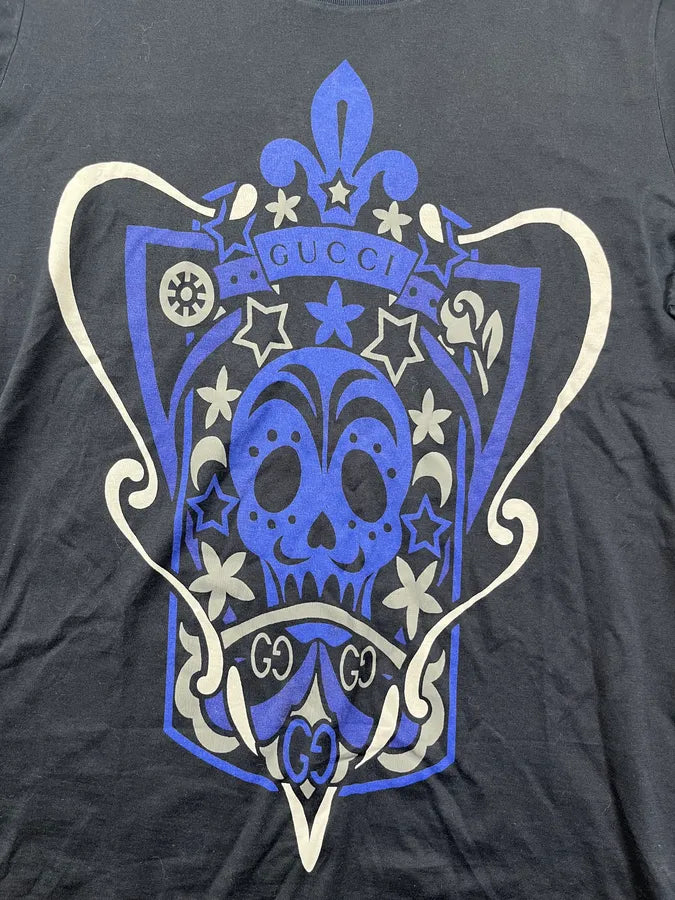 SS2010 Gucci Navy Knight Skull Graphic T-Shirt by Frida Giannini IlcHrWD 6