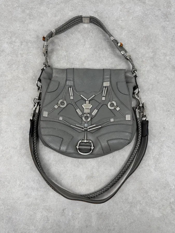 SS2010 Gucci Runway Techno Horsebit Grey Leather Hobo Bag by Frida Giannini hwqzEfN 3