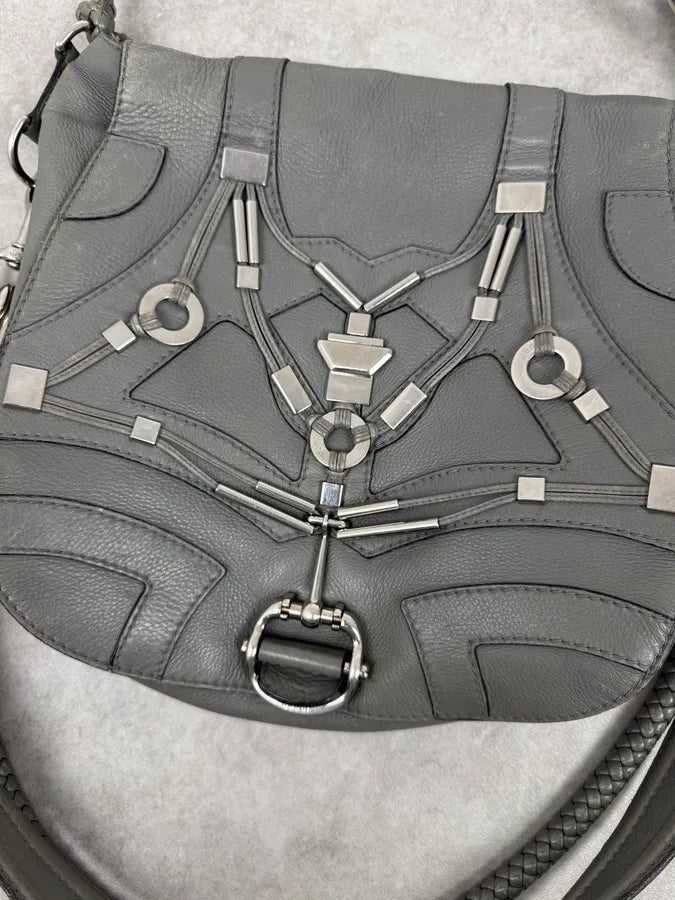 SS2010 Gucci Runway Techno Horsebit Grey Leather Hobo Bag by Frida Giannini hwqzEfN 4