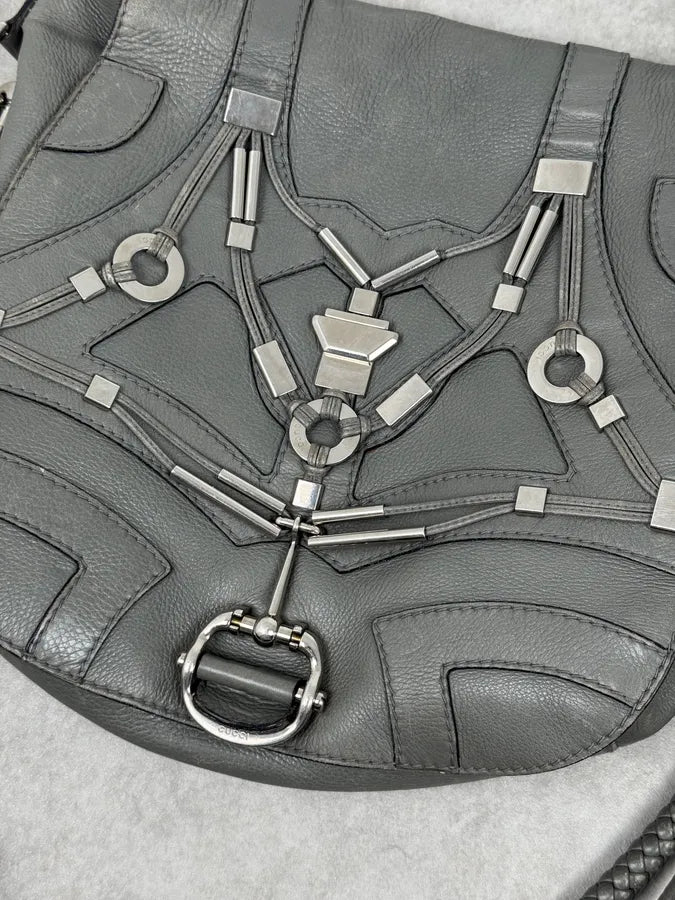 SS2010 Gucci Runway Techno Horsebit Grey Leather Hobo Bag by Frida Giannini hwqzEfN 6