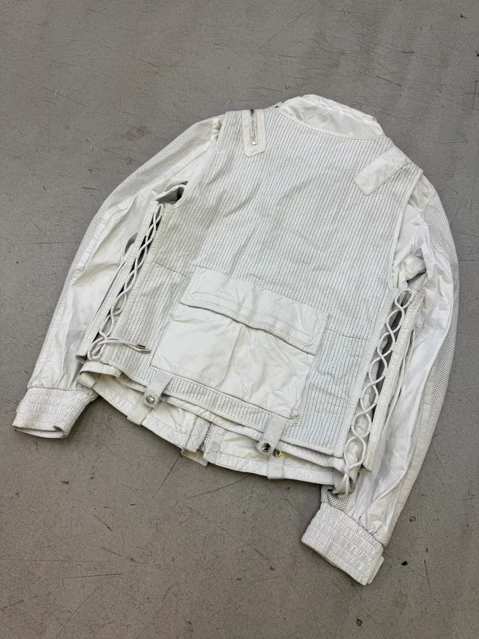SS2010 Gucci White Multi-Pocket Cargo Mesh Leather Jacket PRvvTIF 10