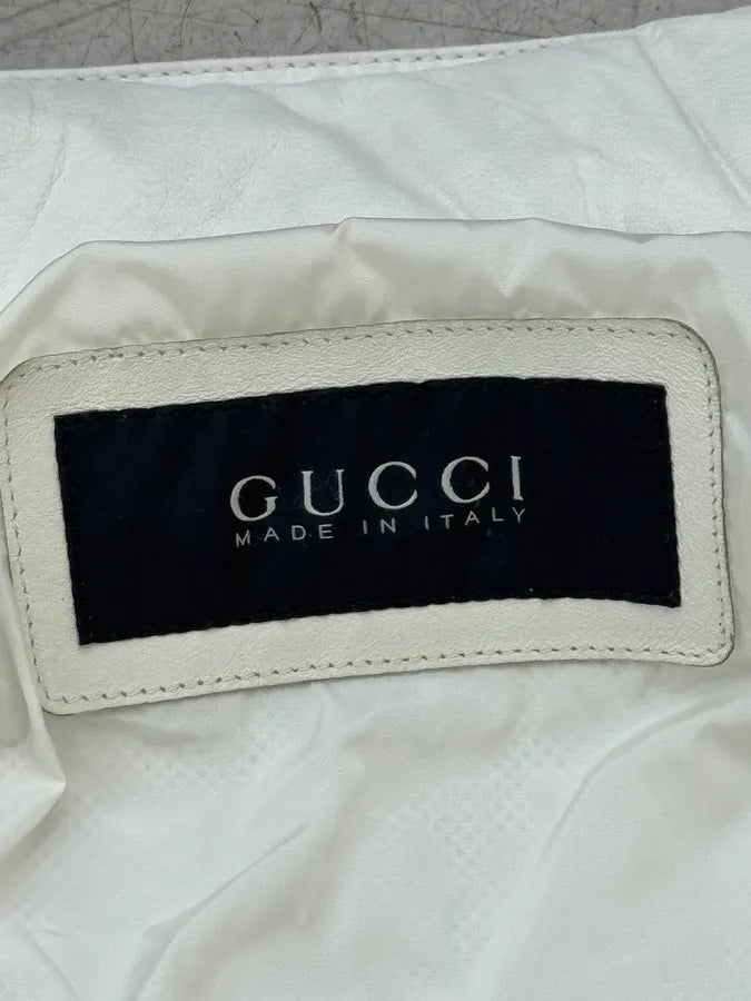 SS2010 Gucci White Multi-Pocket Cargo Mesh Leather Jacket PRvvTIF 12