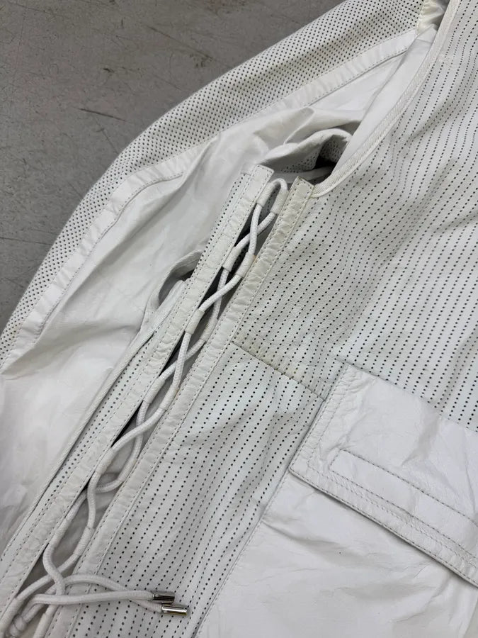 SS2010 Gucci White Multi-Pocket Cargo Mesh Leather Jacket PRvvTIF 8