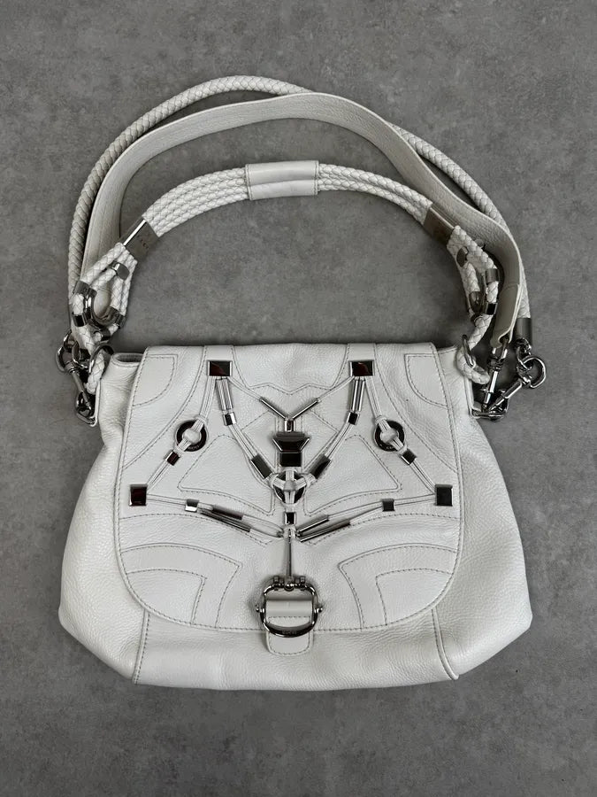 SS2010 Gucci White Techno Horsebit Shoulder Bag by Frida Giannini fGXHlut 0