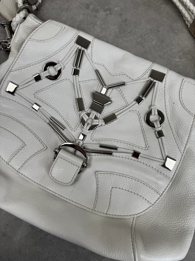 SS2010 Gucci White Techno Horsebit Shoulder Bag by Frida Giannini fGXHlut 9