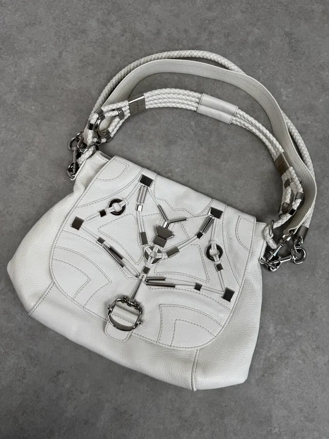 SS2010 Gucci White Techno Horsebit Shoulder Bag by Frida Giannini fGXHlut 5