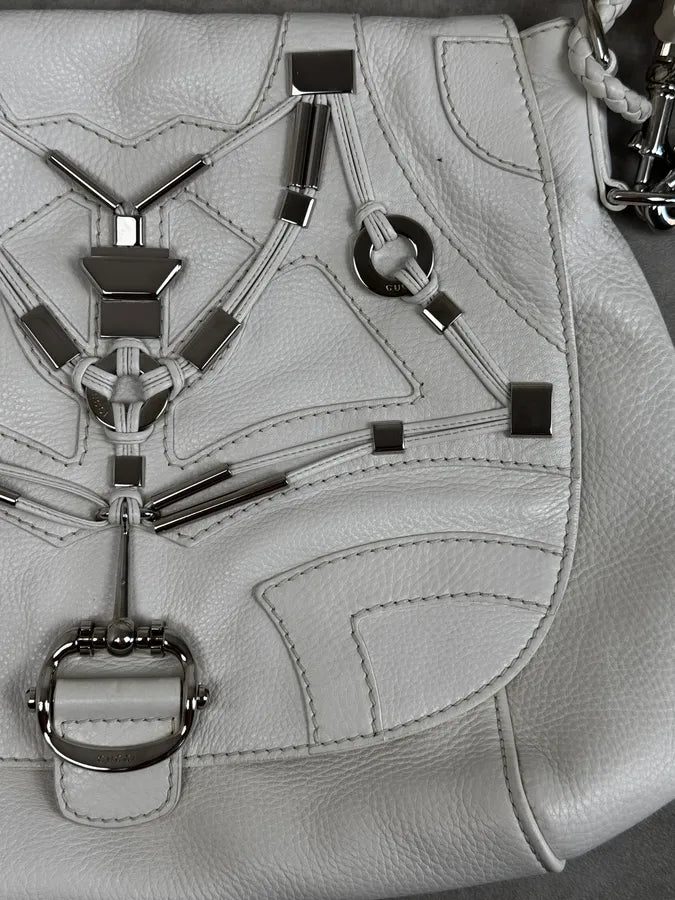 SS2010 Gucci White Techno Horsebit Shoulder Bag by Frida Giannini fGXHlut 8