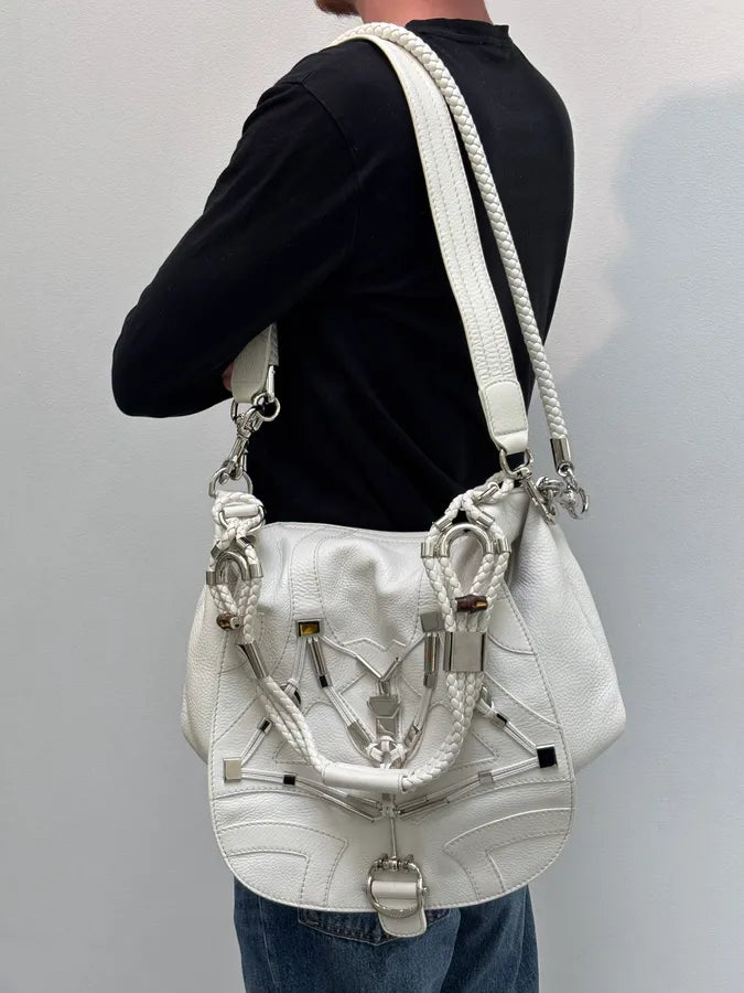 SS2010 Gucci White Techno Horsebit Shoulder Bag by Frida Giannini fGXHlut 1