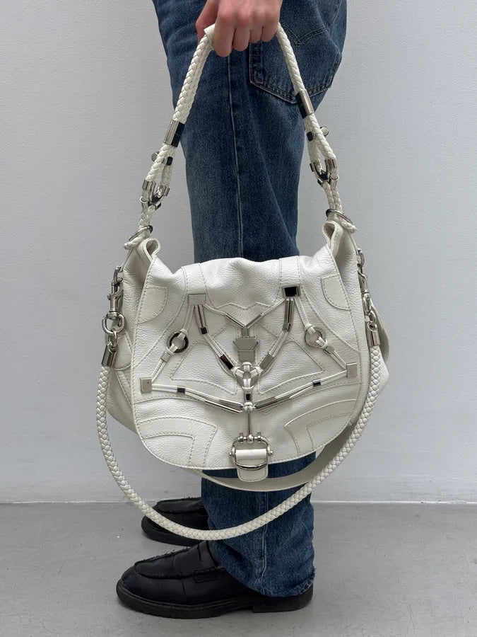 SS2010 Gucci White Techno Horsebit Shoulder Bag by Frida Giannini fGXHlut 2