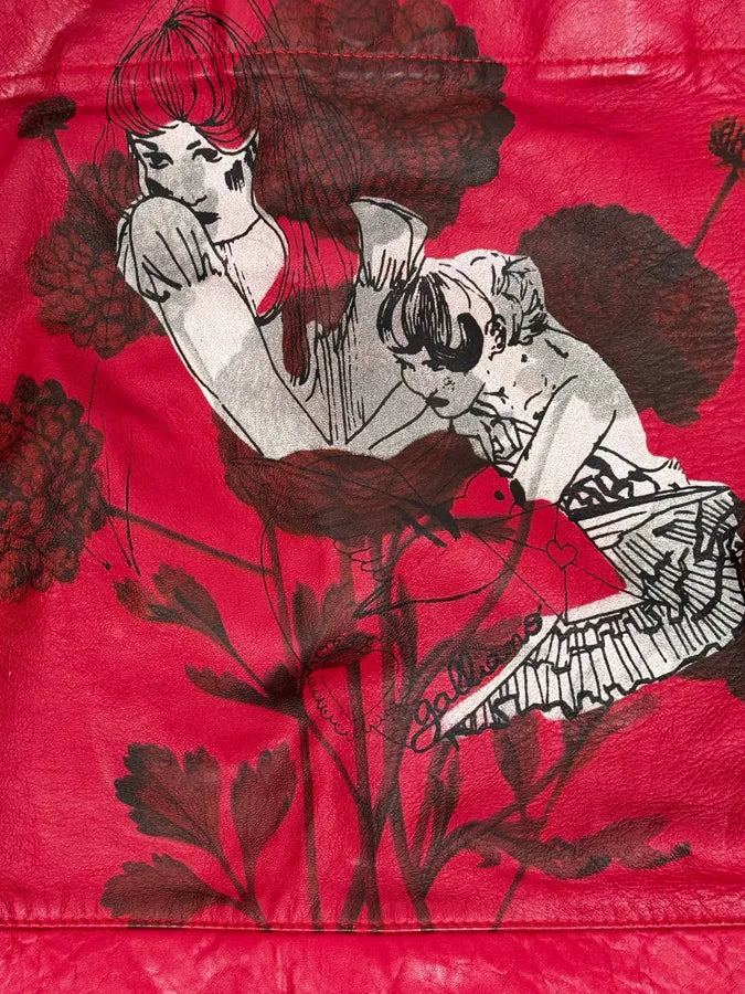 AW2010 John Galliano Red Dahlia Flowers & Geiko Girls Print Tote Bag sUGOyFk 6