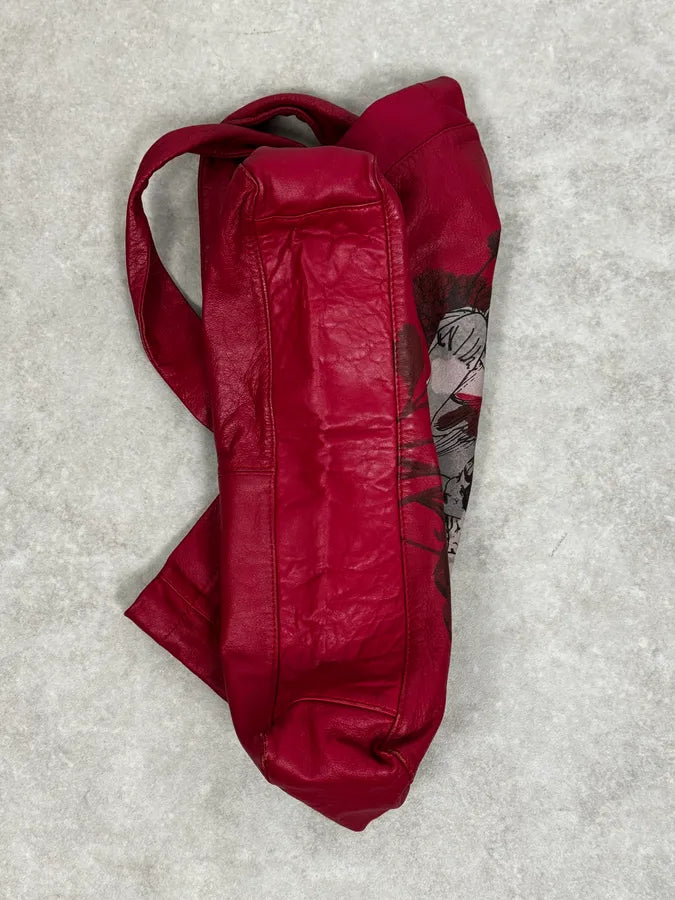 AW2010 John Galliano Red Dahlia Flowers & Geiko Girls Print Tote Bag sUGOyFk 9