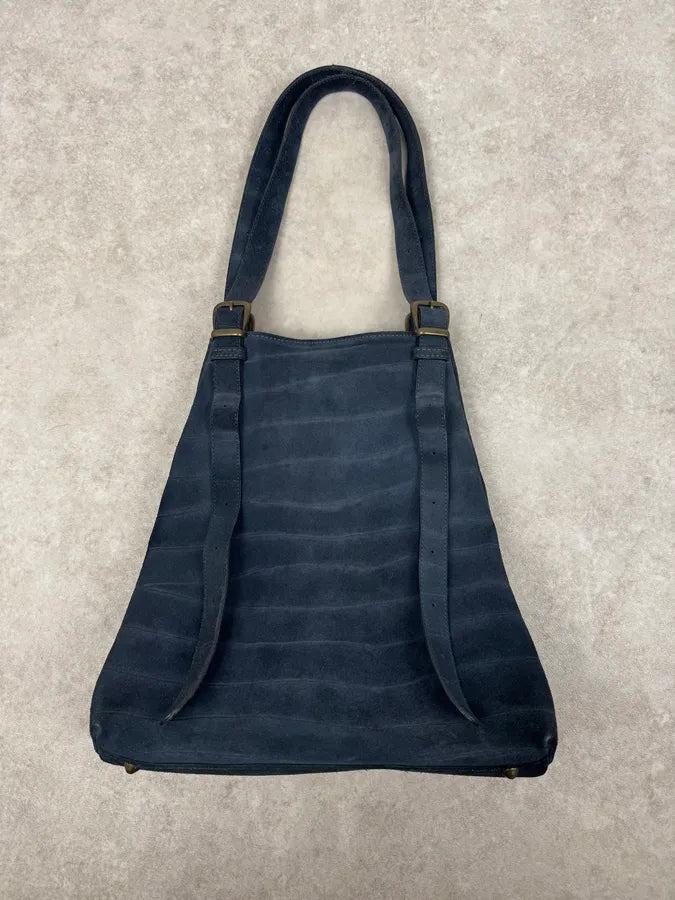 SS2010 Maison Margiela Navy Textured Suede Handle Bag oWTPnSO 4