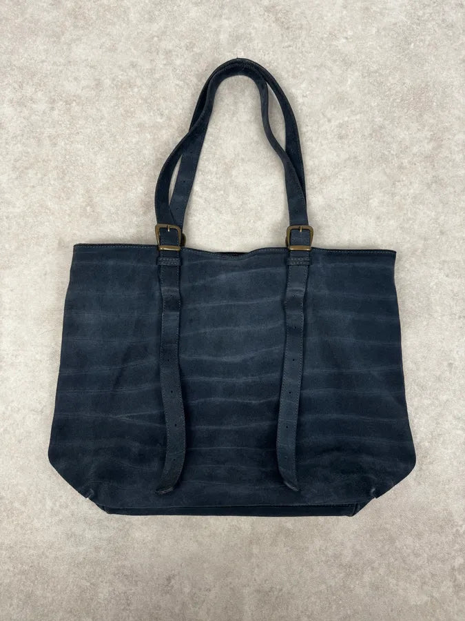 SS2010 Maison Margiela Navy Textured Suede Handle Bag oWTPnSO 5