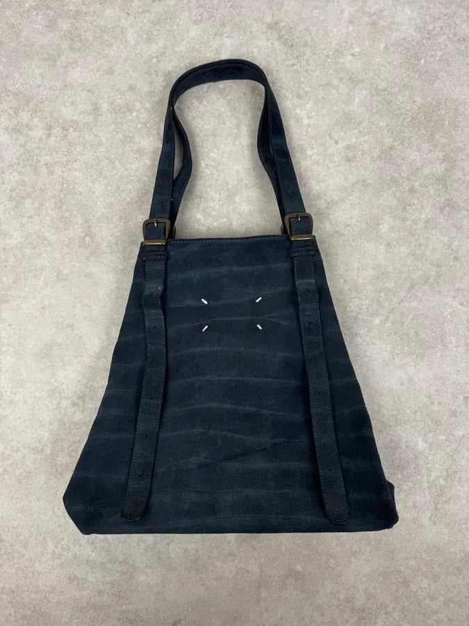 SS2010 Maison Margiela Navy Textured Suede Handle Bag oWTPnSO 3