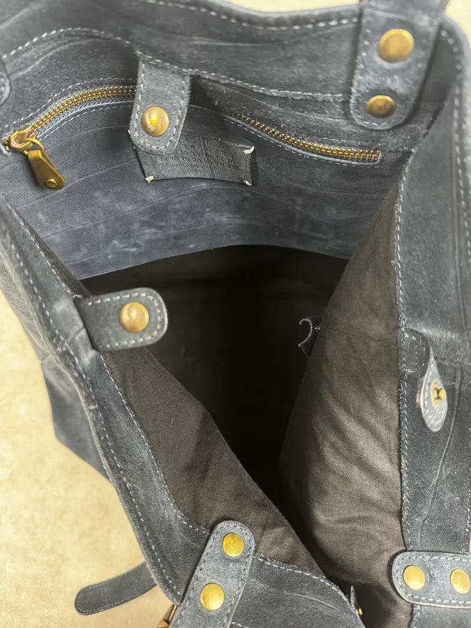 SS2010 Maison Margiela Navy Textured Suede Handle Bag oWTPnSO 11