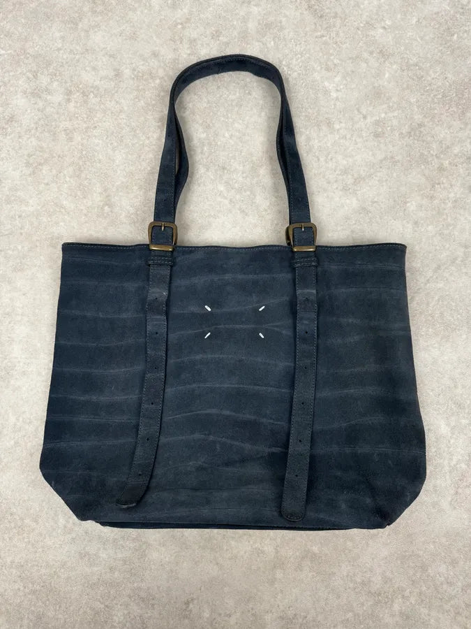 SS2010 Maison Margiela Navy Textured Suede Handle Bag oWTPnSO 0