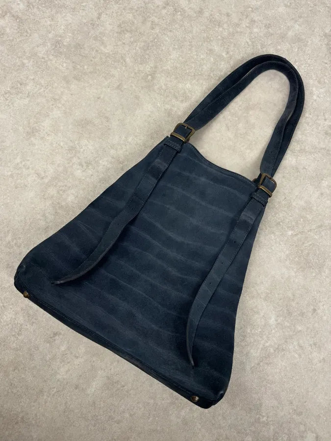 SS2010 Maison Margiela Navy Textured Suede Handle Bag oWTPnSO 7