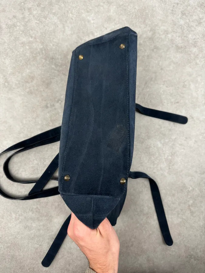 SS2010 Maison Margiela Navy Textured Suede Handle Bag oWTPnSO 9