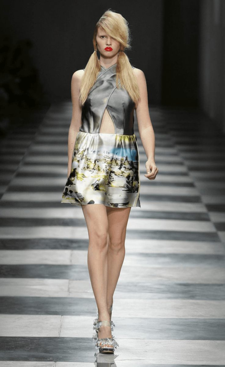 SS2010 Prada Art Print Beige Graphic Skirt (S/M) cMJlSdw 1