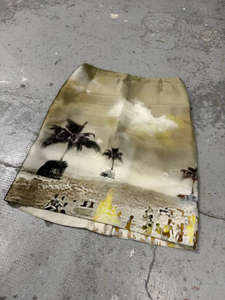 SS2010 Prada Art Print Beige Graphic Skirt (S/M) cMJlSdw 6