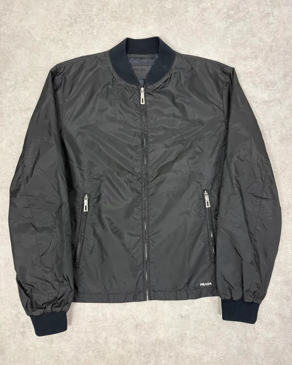 SS2010 Prada Black Nylon Multi Zips Bomber Jacket WAtZtNV 0