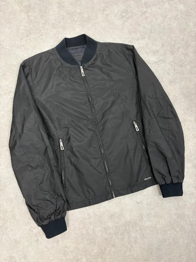 SS2010 Prada Black Nylon Multi Zips Bomber Jacket WAtZtNV 3