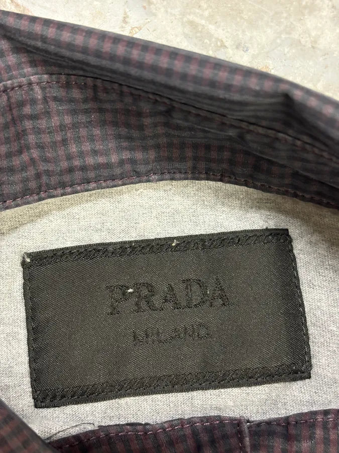 SS2010 Prada Grey Minimalist Checkered Collar Polo Shirt oVCLVCl 6