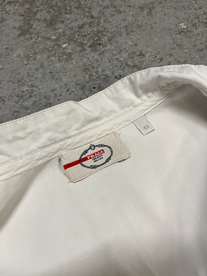 SS2010 Prada White Buttoned Mao Shirt (M) pnIRCzz 8